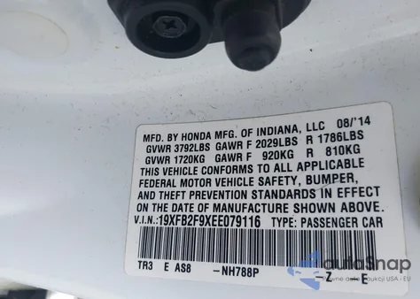 2014 Honda Civic Ex-L из США, поврежденный, VIN 19XFB2F9XEE079116